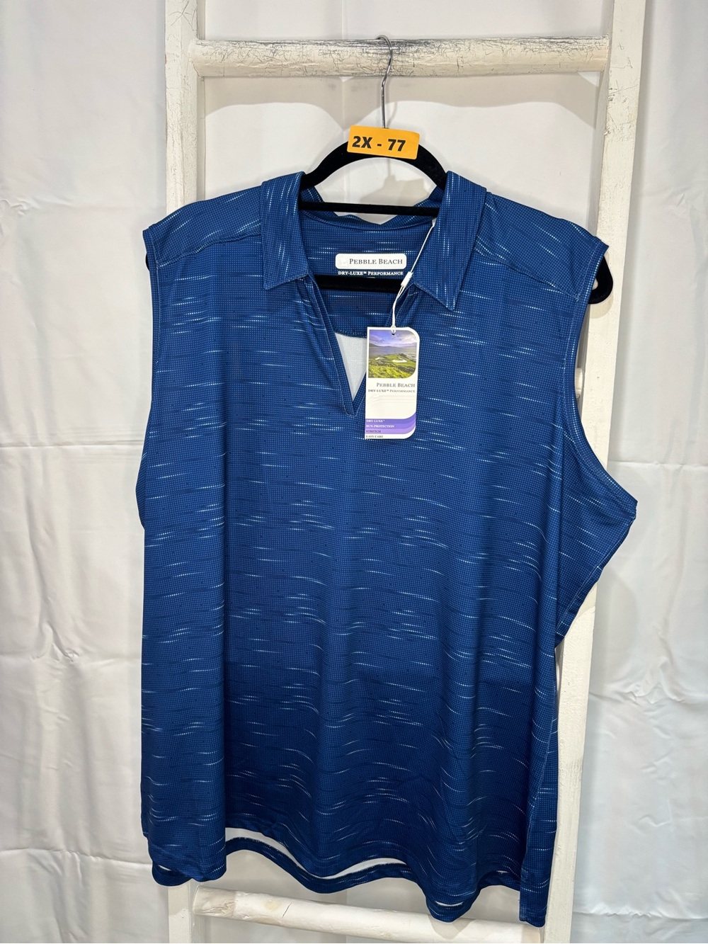 Pebble Beach Blue Sleeveless Polo Tank Top